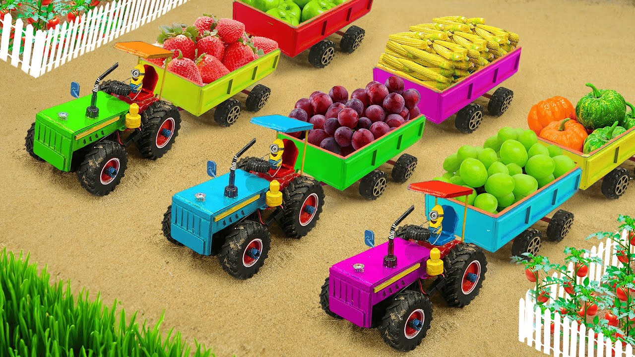 Diy tractor mini Bulldozer to making concrete road | Construction Vehicles, Road Roller #502