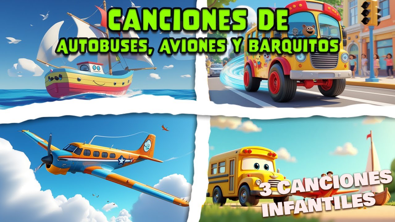 Aventura Sonora en Vehículos 🚗🎧 | Tres Canciones Infantiles para Pequeños Exploradores