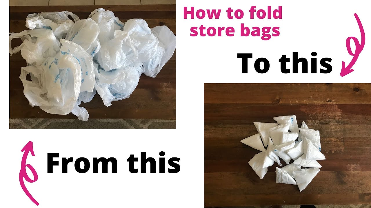 How to fold store grocery bags. YouTube