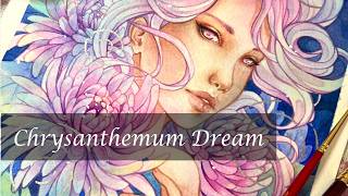 Chrysanthemum Dream | Original Art | Watercolor Painting Process | Time-lapse Video