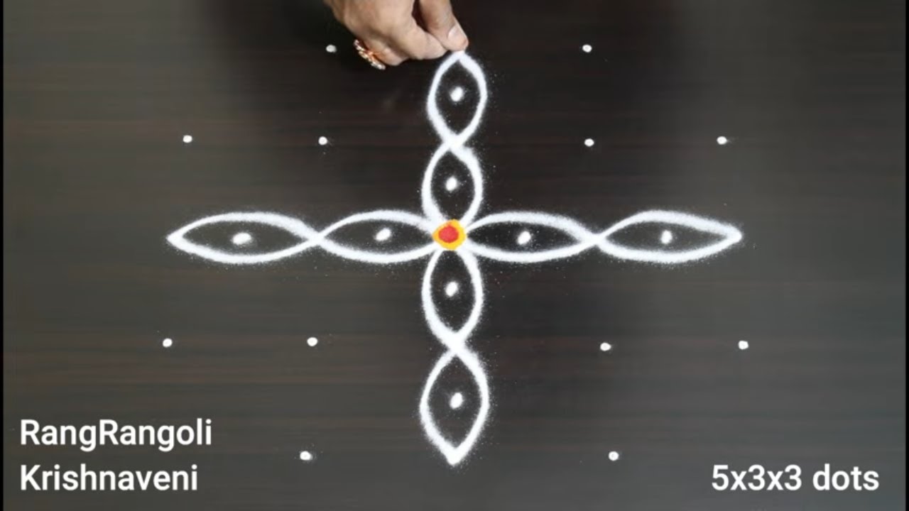🌷Rojuvari Muggulu(5x3x3 dots)🌷Easy Daily Kolams by RangRangoli Krishnaveni