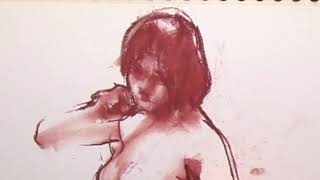 【裸婦クロッキー】立ちポーズを斜めのアングルから描く