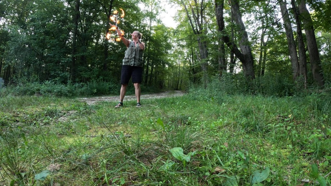 Fire spinning practice- pixie dragon staff 