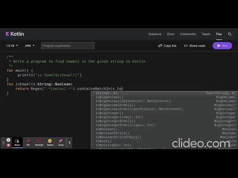 Write a program to find vowels in the given string in Kotlin?