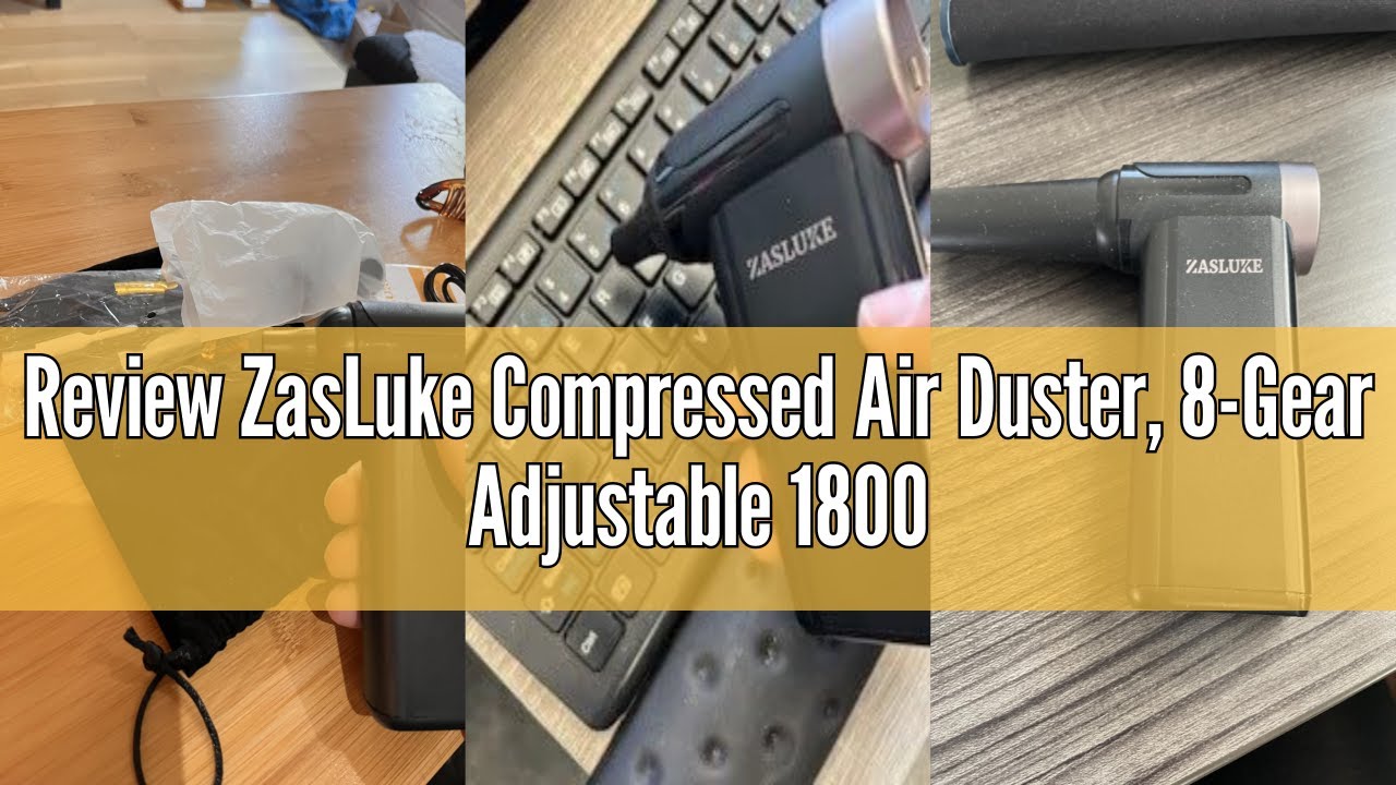 Review ZasLuke Compressed Air Duster, 8-Gear Adjustable 180000RPM Electric Air Duster, USB-C Recharg