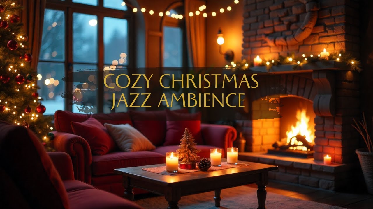 🎄 Cozy Winter Jazz Café ☕ Fireplace Ambience & Relaxing Christmas Piano ...