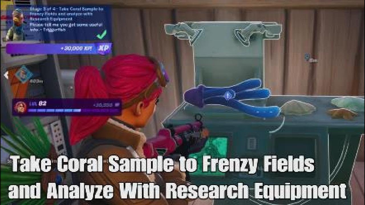 Take Coral Sample to Frenzy Fields and Analyze With Research Equipment - Fortnite Triggerfish Quest