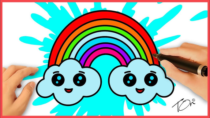 Hướng dẫn vẽ cầu vồng| How to Draw a Rainbow and Clouds Easy - YouTube