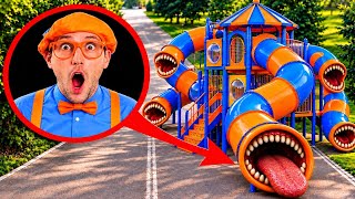 HAT.RIDER found BLIPPI.EXE by DRONE! SLIDE EATER vs BLIPPI.EXE, MEEKAH, MS.RACHEL in REAL LIFE!