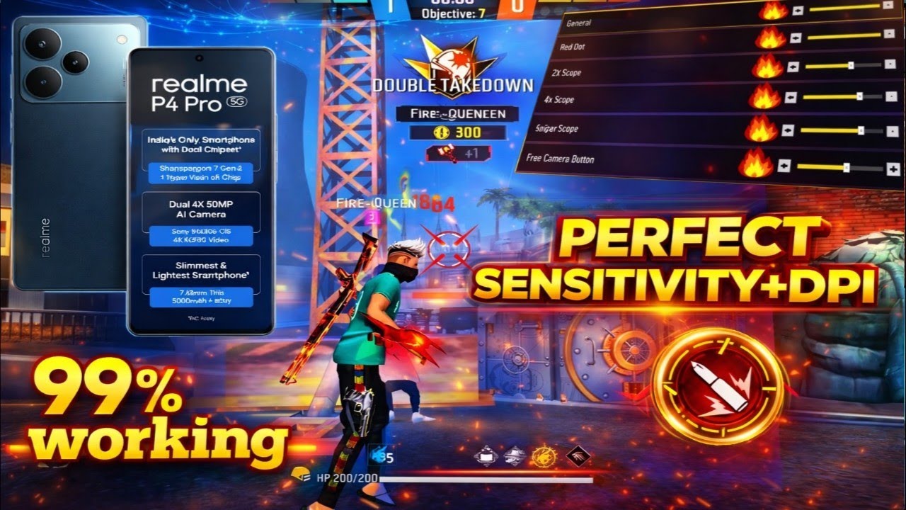 Realme P4 Pro 5g free fire best sensitivity settings 🎯|| ff best dpi setting for Realme P4 Pro 5g🔥