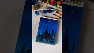 Easy Night Landscape Painting 🌙🌲 | Poster Colour Painting | Step by Step #painting #night