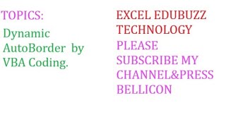 Excel Unique Auto Borders  By VBA