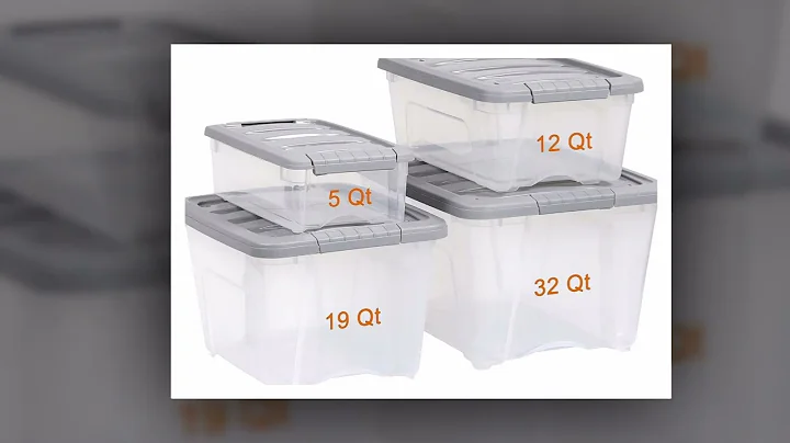 Amazon Basics 19 Quart Stackable Plastic Storage Bins with Latching Lids- Clear/ Grey- Pack of 6