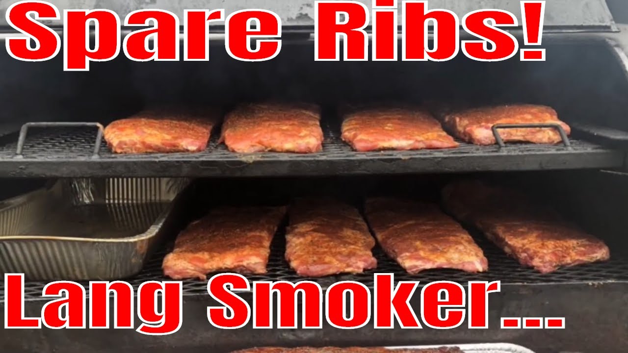 16 Slabs of Pork Ribs cooking on a LANG Offset Smoker! Smoking Rib