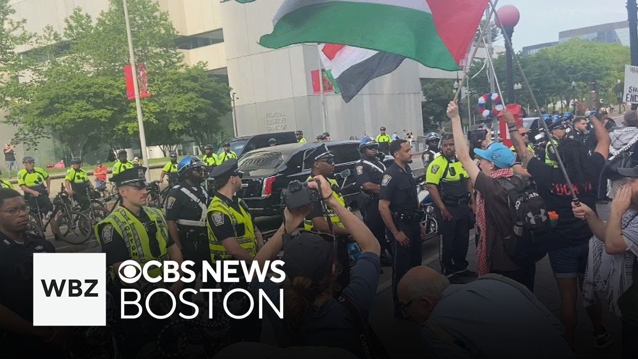 Pro-Palestinian protesters boo President Biden's motorcade in Boston ...