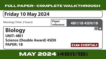 Edexcel IGCSE Biology May 2024 Paper 1 | Detailed Explanation & Full Solution |