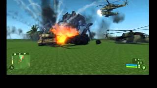 Test destruction in Crysis 1 of Npc Alien Hunter vs Tanks, Helicopters and Buildings