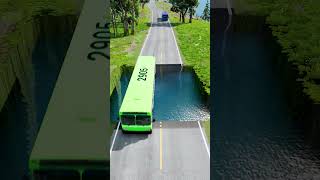 Bus crossing large water pit #11 | #beamngdrive #monstertruck #beamng #carsvsstairs #beamngpotholes