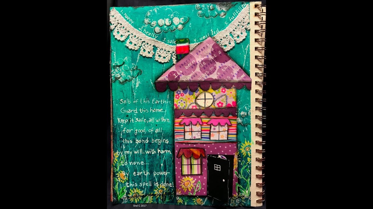 Mixed Media Art Journal Page - Pick A Stick Challenge August 2017