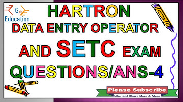 hartron data entry operator exam / hartron setc exam / computer mcq / hartron exam Question ans. 4