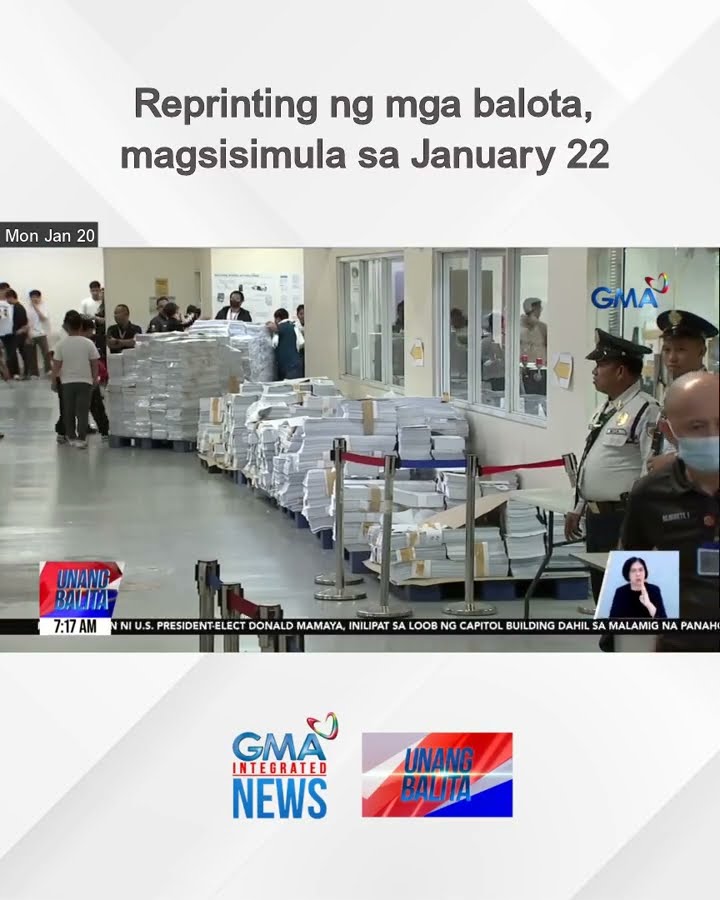 Reprinting ng mga balota, magsisimula sa January 22 | Unang Balita