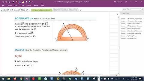 HP Geom Lesson 1 1 Measuring Segments and Angles
