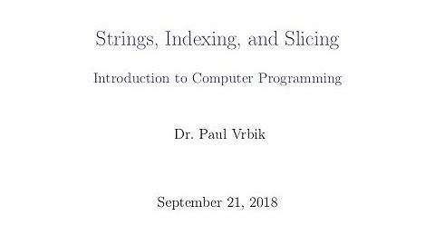 Lecture 6 Section 1 --  Strings