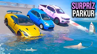 Nissan Family Cars on Bumpy Water Road Parkour | With Spider Bro in GTA 5