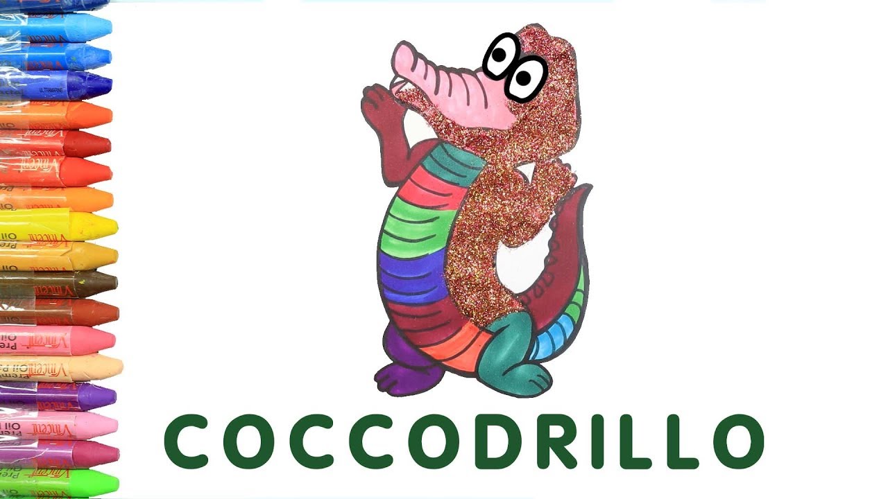 Come Disegnare E Colora Coccodrillo Impara I Colori Impara Gli Animali Impara Italiano E Inglese Youtube