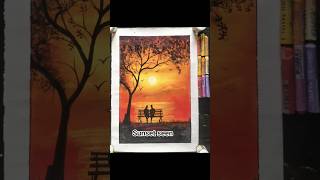 Easy Sunset love Seen. Oil pastel Art #shorts #shortfeed