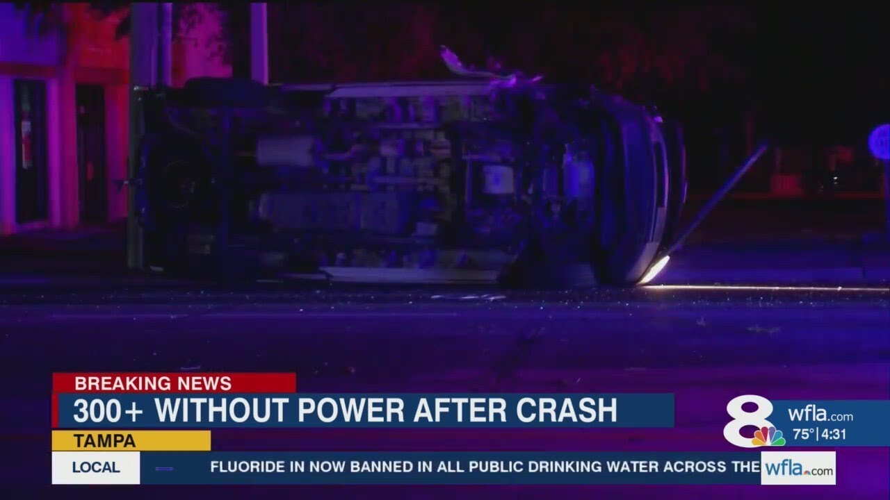 300+ without power after car crashes into utility pole - YouTube