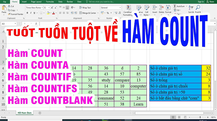 Hướng dẫn sử dụng hàm đếm trong excel