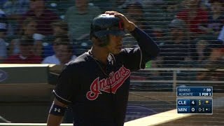 CLE@MIN: Lindor scores on errant pickoff attempt