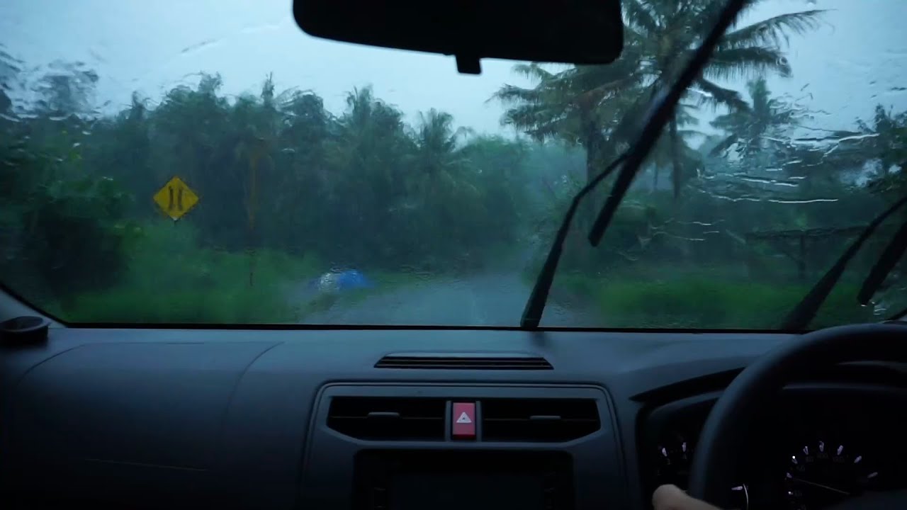 Relaxing and calming video of driving in heavy rain for sleep, study ...
