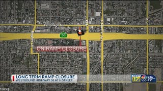 Long-term ramp closure on westbound Hwy. 58 to last through April 16