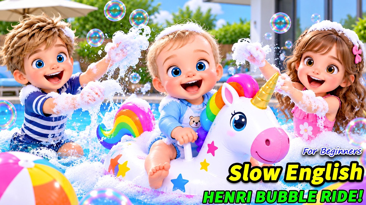 Jace and Maya Started a Bubble War… THEN Baby Henry Got Covered in Foam! 😱🫧| Slow English Story (A2)
