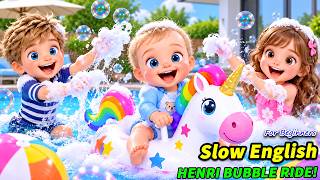 Jace and Maya Started a Bubble War… THEN Baby Henry Got Covered in Foam! 😱🫧| Slow English Story (A2)