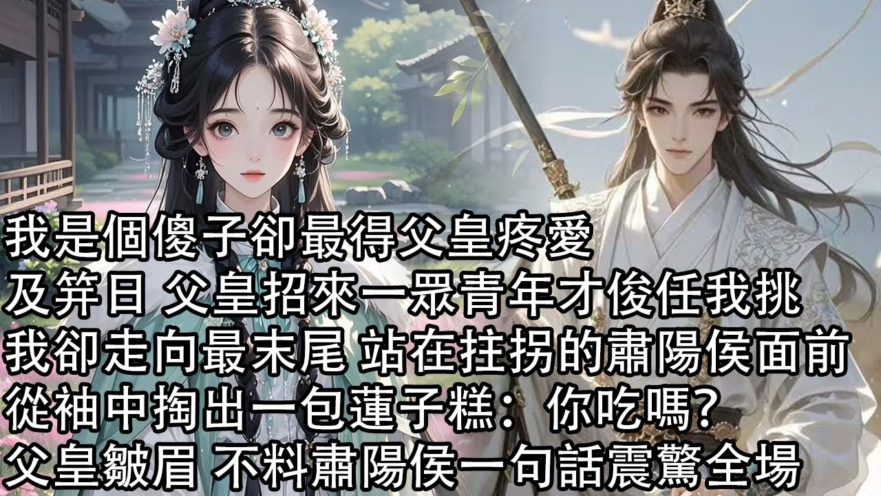 【一口氣看完】我是個傻子卻最得父皇疼愛，及笄日 父皇招來一眾青年才俊任我挑，我卻走向最末尾 站在拄拐的肅陽侯面前，從袖中掏出一包蓮子糕：你吃嗎？父皇皺眉 不料肅陽侯一句話震驚全場
