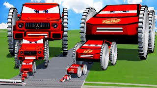Big &amp; Small Red Vizor Saw Wheels VS Big &amp; Small Cybertruck McQueen Saw Wheels | BeamNG.drive