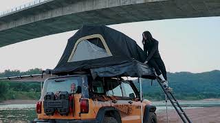 ASMR, Camping en Tente Légère Sur le Toit Près de la Rivière 丨 Sous un Ciel Étoilé