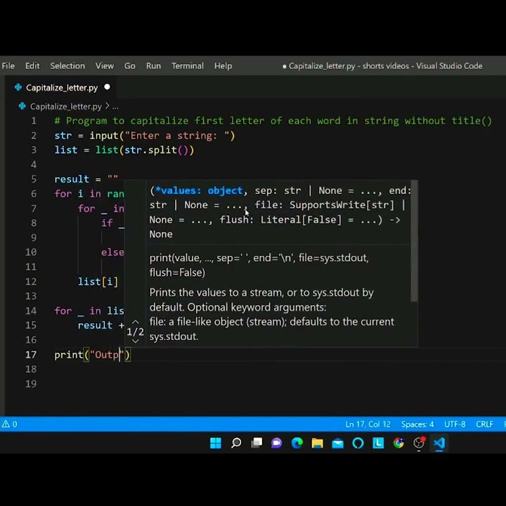 Python program to capitalize first letter of each word in string ...