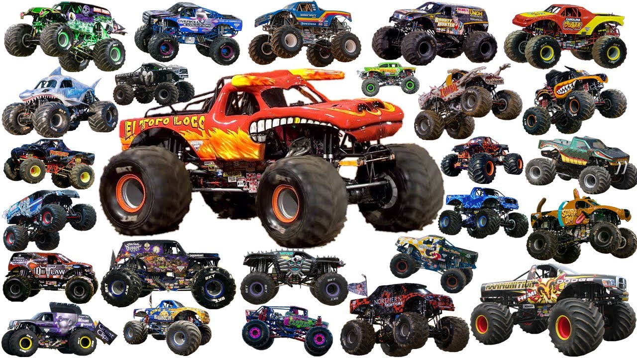Best Monster Trucks, Monster JAM - Grave Digger, Zombie, Son-uva Digger, El Toro Loco - Monster Name