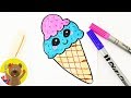 KAWAII DIY | Ako nakresliť zmrzlinu | Kawaii zmrzlina | Návod na kreslenie | Obrázok k narodeninám