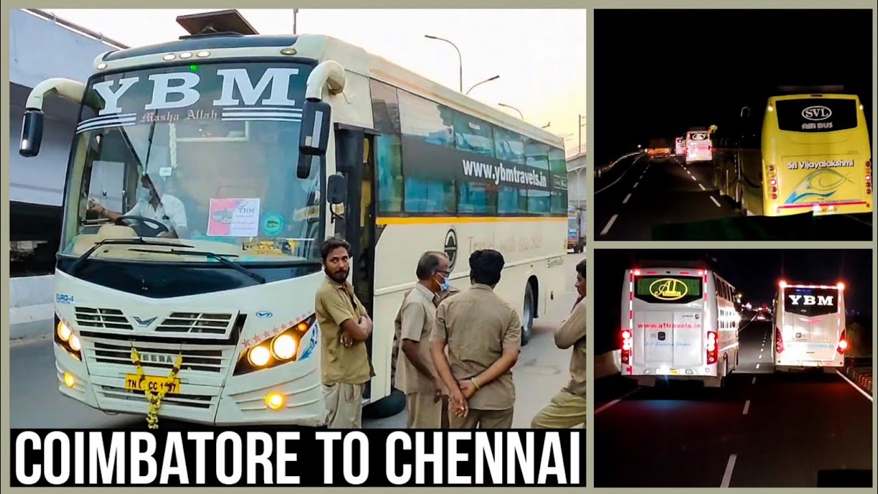 COIMBATORE TO CHENNAI BUS JOURNEY BY LUXURIOUS YBM BHARATBENZ AC SLEEPER BUS | CABIN RIDE BUS