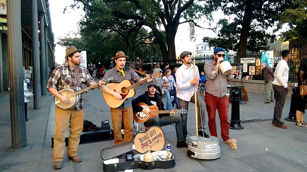 Steel City Jug Slammers live in New Orleans streets, February 28th 2016