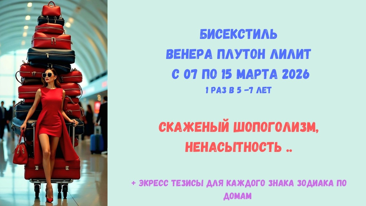 ВЕНЕРА ПЛУТОН ЛИЛИТ с 07 по 15 .03.26 прогноз для всех знаков зодиака  Деньги СЕКС  и охота