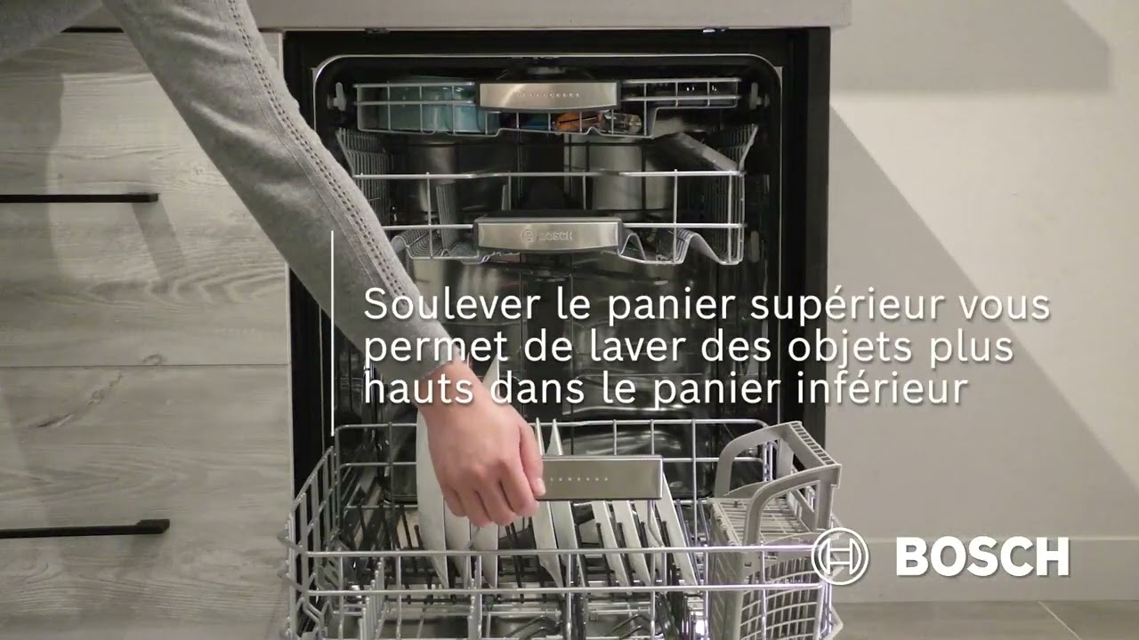 Démonstration : Ajuster la hauteur du panier supérieur de votre lave-vaisselle  Bosch - YouTube
