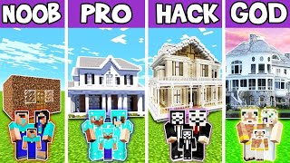 Minecraft: FAMILY MODERN TRADITIONAL HOUSE BUILD CHALLENGENOOB vs PRO vs HACKER vs GOD in Minecraft