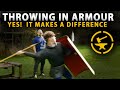 Throwing a Pilum in Armour - How far can a pro throw?