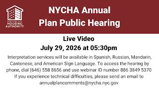 NYCHA Public Hearing - FY 2027 Annual PHA Plan July 29, 2026